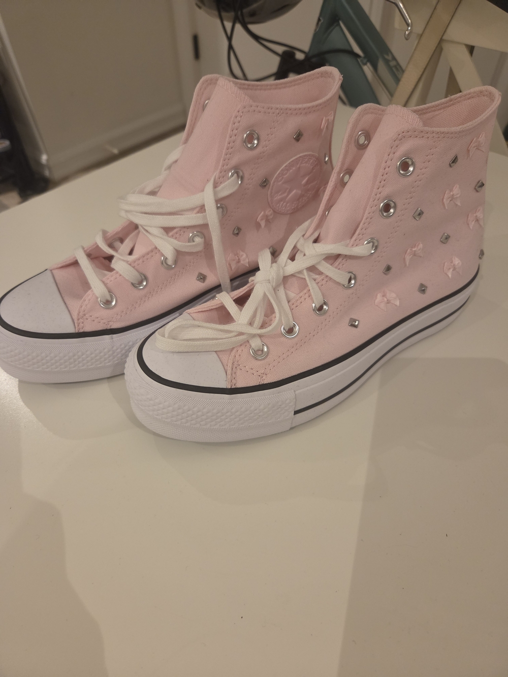 Chuck Taylor All Star Platform High Top Sneakers - Pink With Bows
